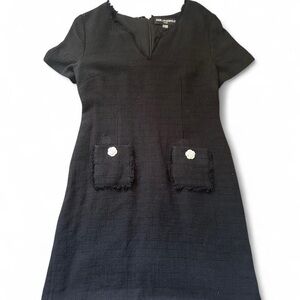 Karl Lagerfeld Black Mini Dress with Pocket Accents